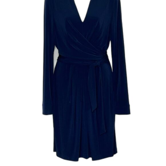 VINCE CAMUTO NAVY BLUE WRAP & TIE STYLE KNIT DRESS SIZE 10 LONG SLEEVES - Picture 4 of 12